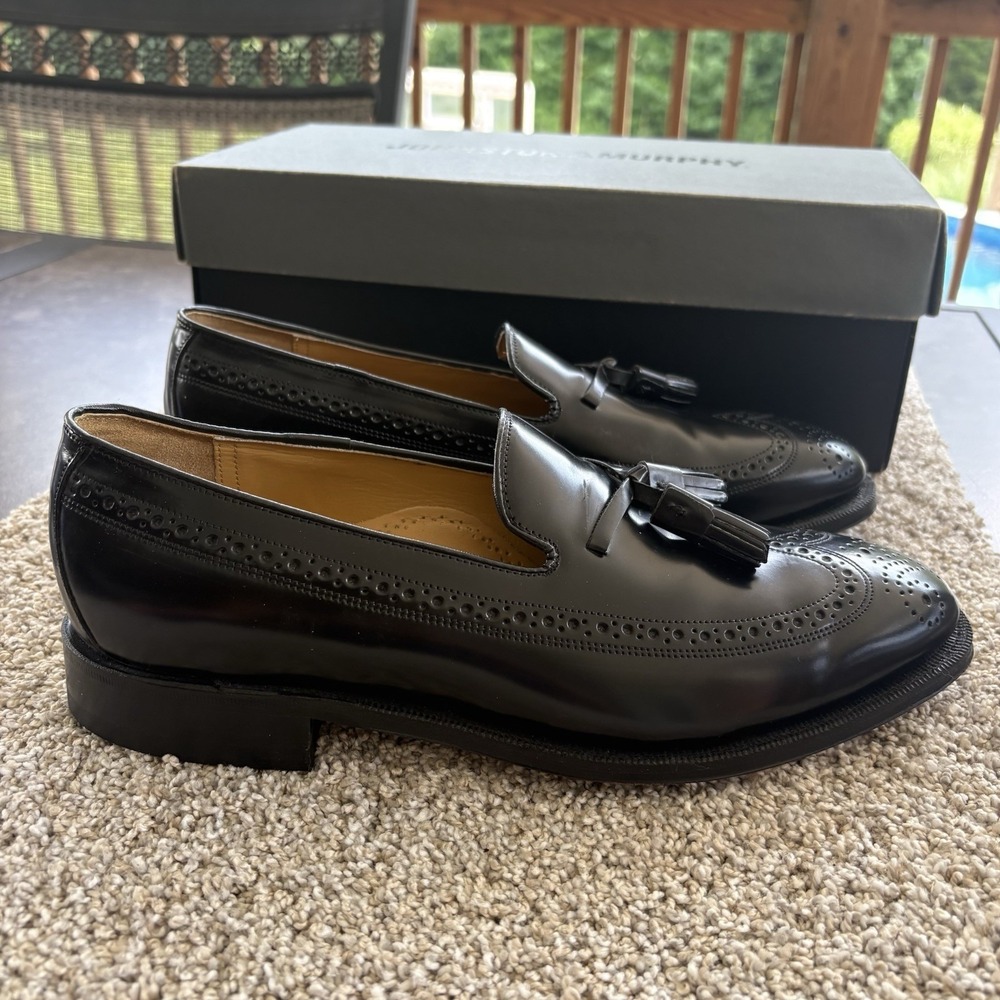 JOHNSTON & MURPHY Aristocrat Deerfield Black Wing Tip Dress Shoes Size 9